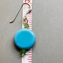 Load image into Gallery viewer, Earrings, Sterling Silver, Plastic Beads Teal and Green
