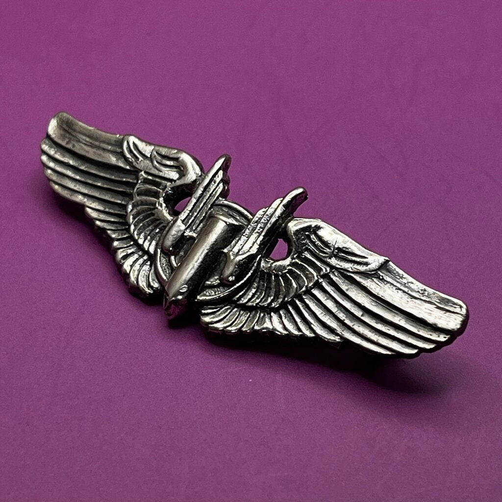 Brooch, Pin, Sterling Silver, WWII US Army Air Force Gunner Wings