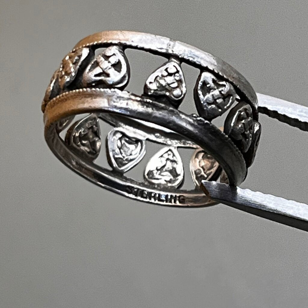 Ring, Sterling Silver, Pierced Heart Band, Size 5 1/2