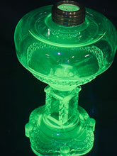 Load image into Gallery viewer, Oil Lamp, 1884 Adams &amp; Co, #85 AQUARIUS, Uranium, Light Teal Color
