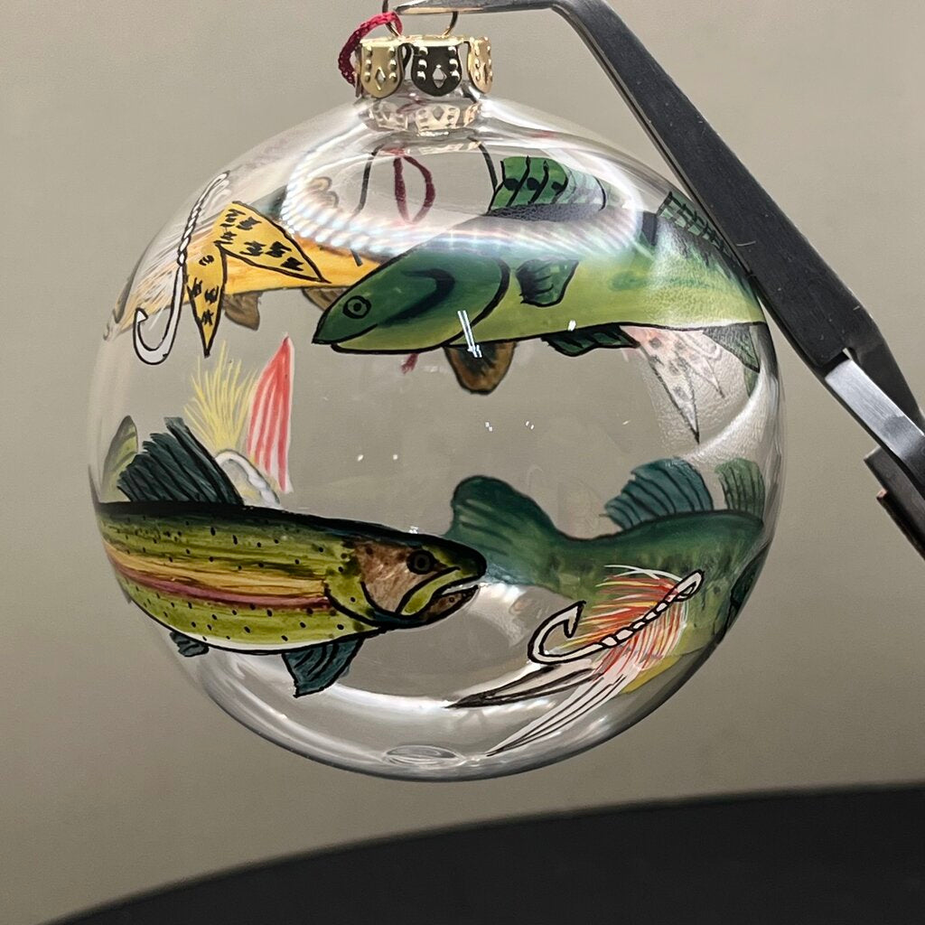 Ornament, Reverse Painted Fish and Lures