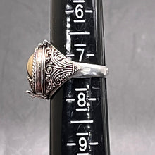 Load image into Gallery viewer, Ring, Sterling Silver, Poison Ring with Gold Tone Accent, Size 7 3/4
