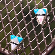 Load image into Gallery viewer, Earrings, Sterling Silver, Turquoise/Mother of Pearl, Native American, Angie Rosetta
