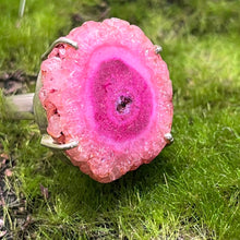 Load image into Gallery viewer, Ring, Sterling Silver, Pink Dyed Agate Round, Size 8 1/2
