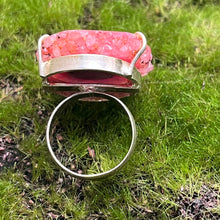 Load image into Gallery viewer, Ring, Sterling Silver, Pink Dyed Agate Round, Size 8 1/2
