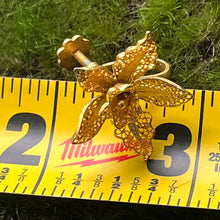 Load image into Gallery viewer, Earrings, Gold over Sterling Silver, Screw Back, Filigree Orchid
