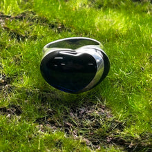 Load image into Gallery viewer, Ring, Sterling Silver, Angelique de Paris, Blue Resin Heart, Size 7
