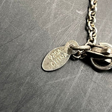Load image into Gallery viewer, Necklace, Sterling Silver, 5 Pink Bezel Set Dangling Stones, 16 Inches
