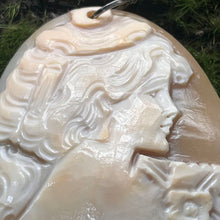 Load image into Gallery viewer, Earrings and Pendant Set, Sterling Silver, Abalone Hand Carved Cameos, Signed
