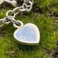Load image into Gallery viewer, Bracelet, Sterling Silver, Large Link with Flower Toggle and Heart Charm, 6 1/2 inch
