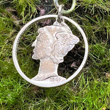 Load image into Gallery viewer, Earrings, Sterling and 90% Silver, Lever Back Mercury Dime Cut Out
