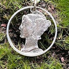 Load image into Gallery viewer, Earrings, Sterling and 90% Silver, Lever Back Mercury Dime Cut Out

