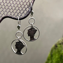Load image into Gallery viewer, Earrings, Sterling and 90% Silver, Lever Back Mercury Dime Cut Out
