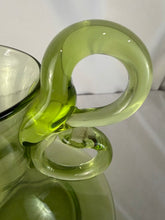 Load image into Gallery viewer, Lovely Green Double Loop Handled Husted Handblown Bischoff Pitcher

