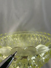 Load image into Gallery viewer, Compote, Yellow Vaseline Glass, Central Glass No 775, 1885-1891 Block and Diamond
