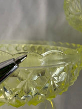 Load image into Gallery viewer, Compote, Yellow Vaseline Glass, Central Glass No 775, 1885-1891 Block and Diamond
