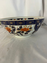 Load image into Gallery viewer, Beautiful Japanese Imari 9 1/4" Bowl, Gold details with Blue and Orange Flowers
