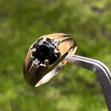 Load image into Gallery viewer, Ring, 10K Gold, Onyx with 2 Small Diamonds, Size 8 1/2

