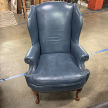 Load image into Gallery viewer, Blue Leather Wingback Chair
