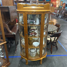 Load image into Gallery viewer, Oak Bubble Glass Curio Cabinet
