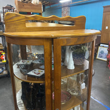 Load image into Gallery viewer, Oak Bubble Glass Curio Cabinet
