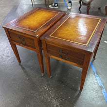 Load image into Gallery viewer, Pair of Leather Top End Tables

