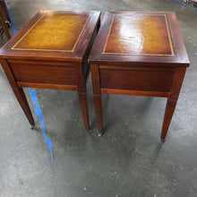 Load image into Gallery viewer, Pair of Leather Top End Tables
