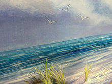 Load image into Gallery viewer, Vintage 1996 Framed Lighthouse Beach Scene Oil Painting by Kay Bright Barnes
