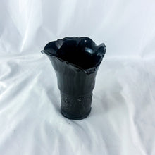 Load image into Gallery viewer, 1937 LE Smith Black Amethyst 3-Corner Embossed Dancing Nymphs Glass Vase
