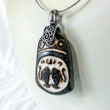 Load image into Gallery viewer, Vintage Carved Stone &amp; Sterling Silver &quot;Eye of Horus&quot; Necklace Pendant, No Chain/Cord, Pendant Only
