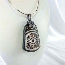 Load image into Gallery viewer, Vintage Carved Stone &amp; Sterling Silver &quot;Eye of Horus&quot; Necklace Pendant, No Chain/Cord, Pendant Only
