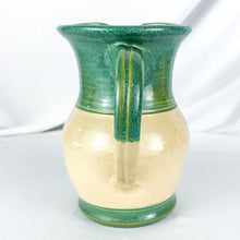 Load image into Gallery viewer, 1989 Teal &amp; Beige Stoneware Barn Pitcher by Eugene Winton
