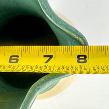 Load image into Gallery viewer, 1989 Teal &amp; Beige Stoneware Barn Pitcher by Eugene Winton
