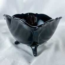 Load image into Gallery viewer, 1930s L.E. Smith Black Glass Tripod Bowl
