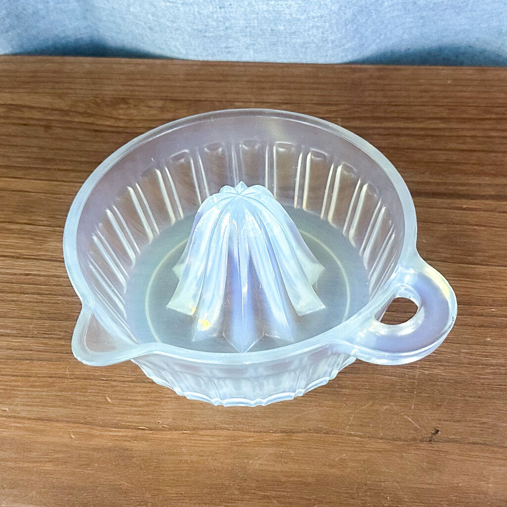 Vintage Fry Heat Resistant UV Reactive Opalescent Glass Juicer Reamer