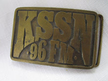 Load image into Gallery viewer, Vintage Indiana Metal Craft Brass KSSN 96 FM Belt Buckle
