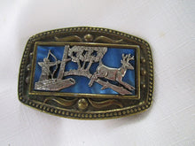 Load image into Gallery viewer, Vintage CII New York Brass Bowhunting Scene Belt Buckle
