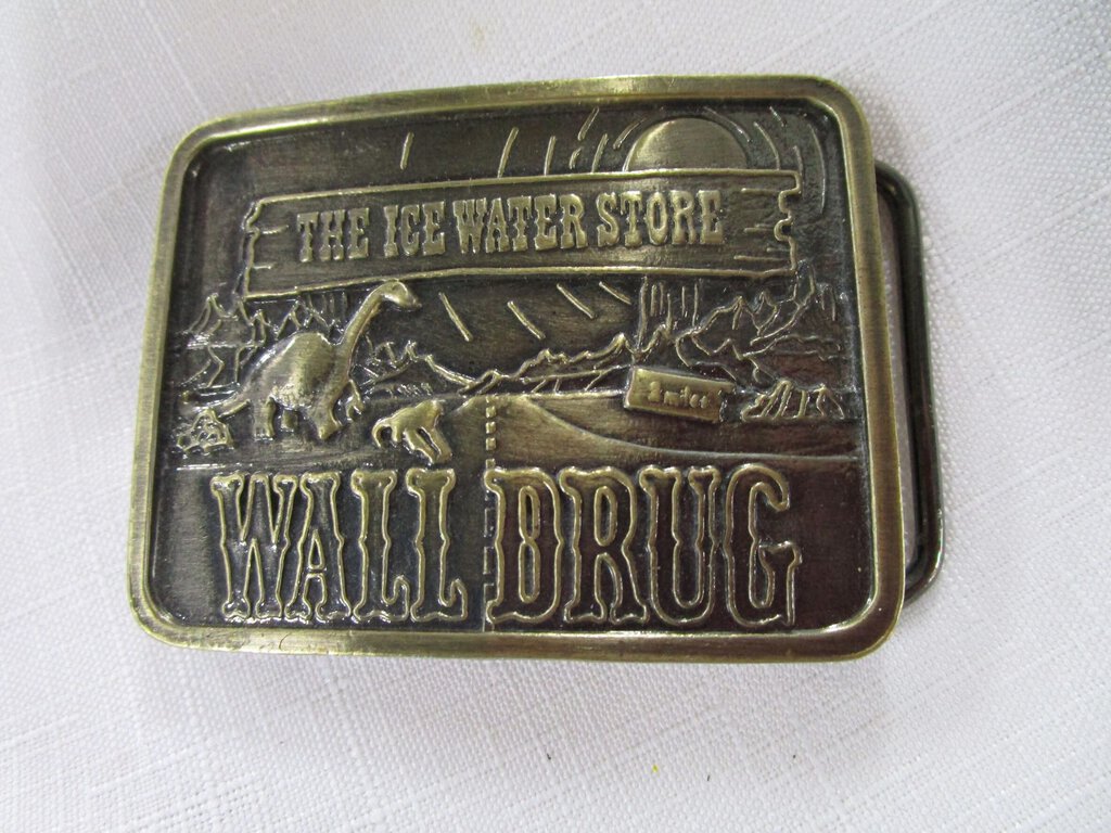 Wall Drug, South Dakota, The Ice Water Store Advertising Metal Belt Buckle
