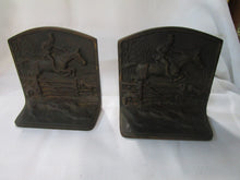 Load image into Gallery viewer, Vintage Cast Iron Hubley Equestrian Horse Jumping Bookends
