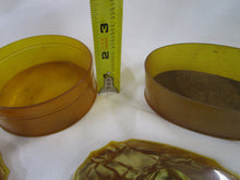 Load image into Gallery viewer, Vintage Amber Faux Texture Plastic Vanity Set Comb and Two Lidded Jars
