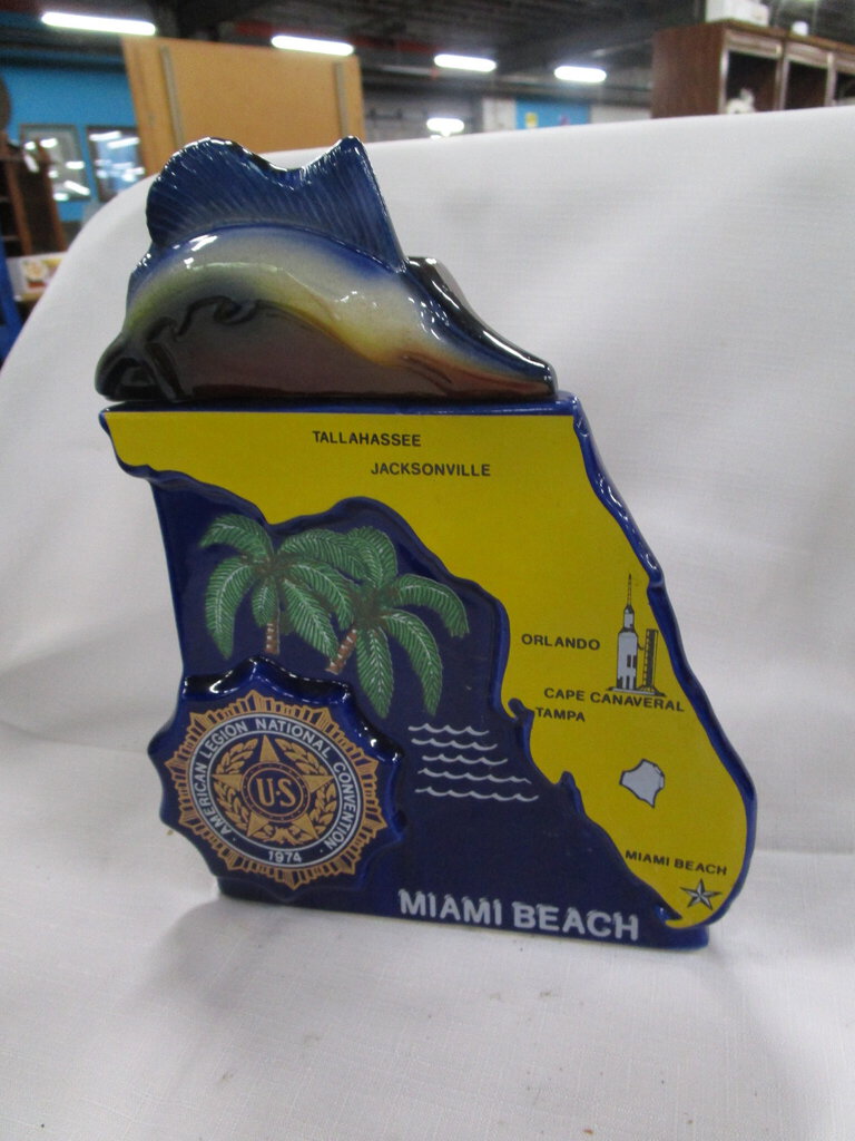 1974 American Legion National Convention Ezra Brooks Miami Beach Liquor Bottle Decanter