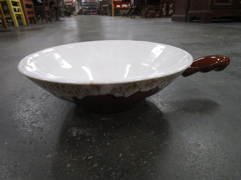 Vintage Brown Drip Glaze Handled Bowl