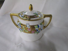 Load image into Gallery viewer, Vintage Nippon Handpainted Floral Sugar Bowl with Lid and Spoon
