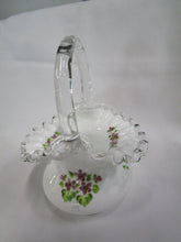 Load image into Gallery viewer, Fenton Silvercrest Handpainted Violets In The Snow Small Basket

