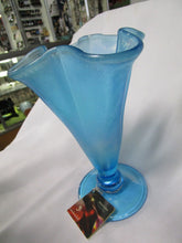 Load image into Gallery viewer, Vintage Fenton Celeste Blue Stretch Glass Pedestal Vase
