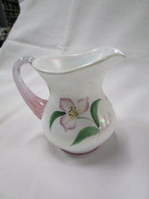 Load image into Gallery viewer, Fenton Artist Signed Iridescent Mother of Pearl Glass Floral Creamer Pitcher
