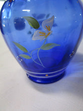 Load image into Gallery viewer, Fenton Artist Signed Handpainted Cobalt Blue Glass Small Floral Vase
