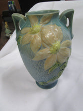 Load image into Gallery viewer, Vintage Roseville 110-9 Blue Clematis Double Handled Urn Vase
