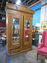 Load image into Gallery viewer, Antique Eastlake Mirrored Oak Armoire Wardrobe
