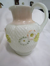 Load image into Gallery viewer, Antique Hobnail Milk Glass Cosmos Pitcher and Three Tumblers Set
